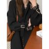 imagechouyatou Womens Winter Single Breasted Wool Coat Turn Down Collar Business Casual Long Winter Trench CoatBlack