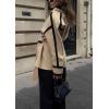 imagechouyatou Womens Winter Wool Jacket Contrast Color Business Casual Oversized Winter Wool Coat with BeltLight Khaki