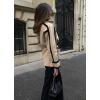 imagechouyatou Womens Winter Wool Jacket Contrast Color Business Casual Oversized Winter Wool Coat with BeltLight Khaki