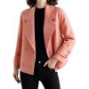 imagechouyatou Womens Casual Business Wool Blend Trench Coat Loose Double Breasted Dressy Blazer Pea CoatPink