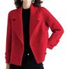 imagechouyatou Womens Casual Business Wool Blend Trench Coat Loose Double Breasted Dressy Blazer Pea CoatRed