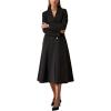 imagechouyatou Womens Double Breasted Midi Long Wool Notch Lapel Woolen Winter Trench Coat OvercoatBlack