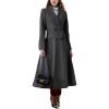 imagechouyatou Womens Double Breasted Midi Long Wool Notch Lapel Woolen Winter Trench Coat OvercoatGrey