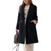 imagechouyatou Womens Elegant Double Breasted Midi Long Wool Pea Coat Work Dressy Casual Winter Trench CoatBlack