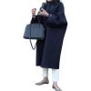imagechouyatou Womens Elegant Office Oversized Open Front Wool Blend Mid Long Coat Overcoat One Size BeigeNavy Blue