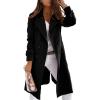 imagechouyatou Womens Winter Double Breasted Notch Lapel Wool Coat Business Casual Midi Long Wool Blend OvercoatBlack