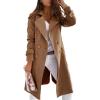 imagechouyatou Womens Winter Double Breasted Notch Lapel Wool Coat Business Casual Midi Long Wool Blend OvercoatBrown