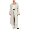 imagechouyatou Womens Winter Open Front Wool Coat Business Casual Midi Long Winter Trench Coat with BeltBeige
