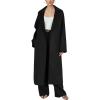 imagechouyatou Womens Winter Open Front Wool Coat Business Casual Midi Long Winter Trench Coat with BeltBlack