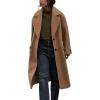 imagechouyatou Womens Winter Single Breasted Boucle Wool Coat Business Casual Warm Wool Trench CoatCamel