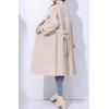 imagechouyatou Women Fall Winter Double Face Wool Blend Overcoat Notched Collar Wrap Midi Trench Coat with BeltBeige