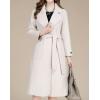 imagechouyatou Women Fall Winter Double Face Wool Blend Overcoat Notched Collar Wrap Midi Trench Coat with BeltBeige