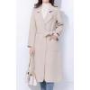 imagechouyatou Women Fall Winter Double Face Wool Blend Overcoat Notched Collar Wrap Midi Trench Coat with BeltBeige