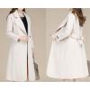 imagechouyatou Women Fall Winter Double Face Wool Blend Overcoat Notched Collar Wrap Midi Trench Coat with BeltBeige