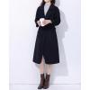 imagechouyatou Women Fall Winter Double Face Wool Blend Overcoat Notched Collar Wrap Midi Trench Coat with BeltBlack