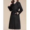 imagechouyatou Women Fall Winter Double Face Wool Blend Overcoat Notched Collar Wrap Midi Trench Coat with BeltBlack
