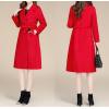 imagechouyatou Women Fall Winter Double Face Wool Blend Overcoat Notched Collar Wrap Midi Trench Coat with BeltRed