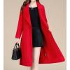 imagechouyatou Women Fall Winter Double Face Wool Blend Overcoat Notched Collar Wrap Midi Trench Coat with BeltRed