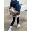 imagechouyatou Women Hooded 12 Button Down Pullover Denim Jacket Hoodie Boyfriend Casual Jean Sweatshirt TopDark Blue