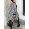 imagechouyatou Women Winter ALine Houndstooth Wool Coat Loose Cute Singe Breasted Midi Long Pea Coat OvercoatBlack