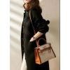 imagechouyatou Womens Business Casual Single Breasted Wool Coat Button Down Winter Midi Long Pea CoatBlack