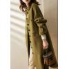 imagechouyatou Womens Business Casual Single Breasted Wool Coat Button Down Winter Midi Long Pea CoatOlive Green