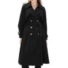 imagechouyatou Womens Casual Double Breasted Wool Coat Office Formal Midi Long Winter Pea Coat with BeltBlack