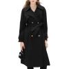 imagechouyatou Womens Casual Double Breasted Wool Coat Office Formal Midi Long Winter Pea Coat with BeltBlack