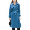 imagechouyatou Womens Casual Double Breasted Wool Coat Office Formal Midi Long Winter Pea Coat with BeltBlue