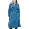 imagechouyatou Womens Casual Double Breasted Wool Coat Office Formal Midi Long Winter Pea Coat with BeltBlue