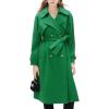 imagechouyatou Womens Casual Double Breasted Wool Coat Office Formal Midi Long Winter Pea Coat with BeltGreen