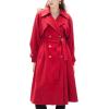 imagechouyatou Womens Casual Double Breasted Wool Coat Office Formal Midi Long Winter Pea Coat with BeltRed