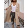 imagechouyatou Womens Casual Notched Lapel Wool Coat Double Breasted Wool Blend Duster Long Trench Pea CoatApricot