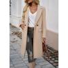 imagechouyatou Womens Casual Notched Lapel Wool Coat Double Breasted Wool Blend Duster Long Trench Pea CoatApricot