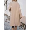 imagechouyatou Womens Casual Notched Lapel Wool Coat Double Breasted Wool Blend Duster Long Trench Pea CoatApricot