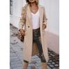 imagechouyatou Womens Casual Notched Lapel Wool Coat Double Breasted Wool Blend Duster Long Trench Pea CoatApricot