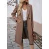imagechouyatou Womens Casual Notched Lapel Wool Coat Double Breasted Wool Blend Duster Long Trench Pea CoatBrown