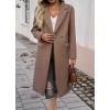 imagechouyatou Womens Casual Notched Lapel Wool Coat Double Breasted Wool Blend Duster Long Trench Pea CoatBrown