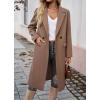 imagechouyatou Womens Casual Notched Lapel Wool Coat Double Breasted Wool Blend Duster Long Trench Pea CoatBrown