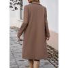 imagechouyatou Womens Casual Notched Lapel Wool Coat Double Breasted Wool Blend Duster Long Trench Pea CoatBrown