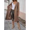 imagechouyatou Womens Casual Notched Lapel Wool Coat Double Breasted Wool Blend Duster Long Trench Pea CoatBrown