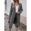 imagechouyatou Womens Casual Notched Lapel Wool Coat Double Breasted Wool Blend Duster Long Trench Pea CoatDark Gray