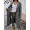 imagechouyatou Womens Casual Notched Lapel Wool Coat Double Breasted Wool Blend Duster Long Trench Pea CoatDark Gray