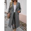 imagechouyatou Womens Casual Notched Lapel Wool Coat Double Breasted Wool Blend Duster Long Trench Pea CoatDark Gray