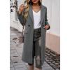 imagechouyatou Womens Casual Notched Lapel Wool Coat Double Breasted Wool Blend Duster Long Trench Pea CoatDark Gray