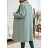 imagechouyatou Womens Casual Notched Lapel Wool Coat Double Breasted Wool Blend Duster Long Trench Pea CoatGreen