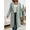 imagechouyatou Womens Casual Notched Lapel Wool Coat Double Breasted Wool Blend Duster Long Trench Pea CoatGreen