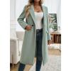 imagechouyatou Womens Casual Notched Lapel Wool Coat Double Breasted Wool Blend Duster Long Trench Pea CoatGreen