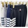 imagechouyatou Womens Color Block Striped Pleated Knit Skirt High Elastic Waist Irregular Hem Knitted SkirtBlack