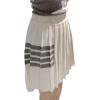 imagechouyatou Womens Color Block Striped Pleated Knit Skirt High Elastic Waist Irregular Hem Knitted SkirtWhite